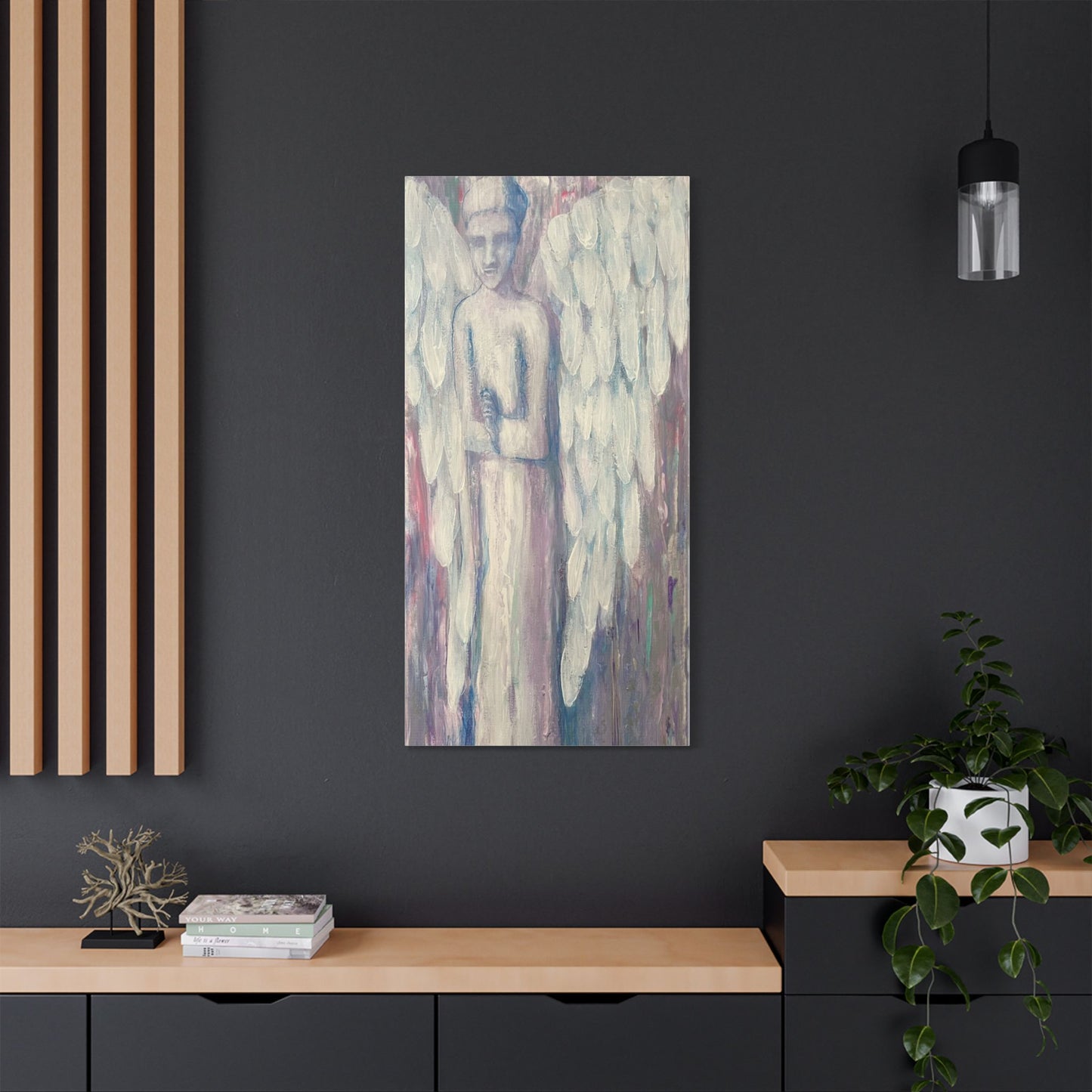 Stretched Canvas Art with Angel Design, Wall Decor, Home Decor, Unique Gift, Spiritual Art, Angel Decor, Ethereal Artwork