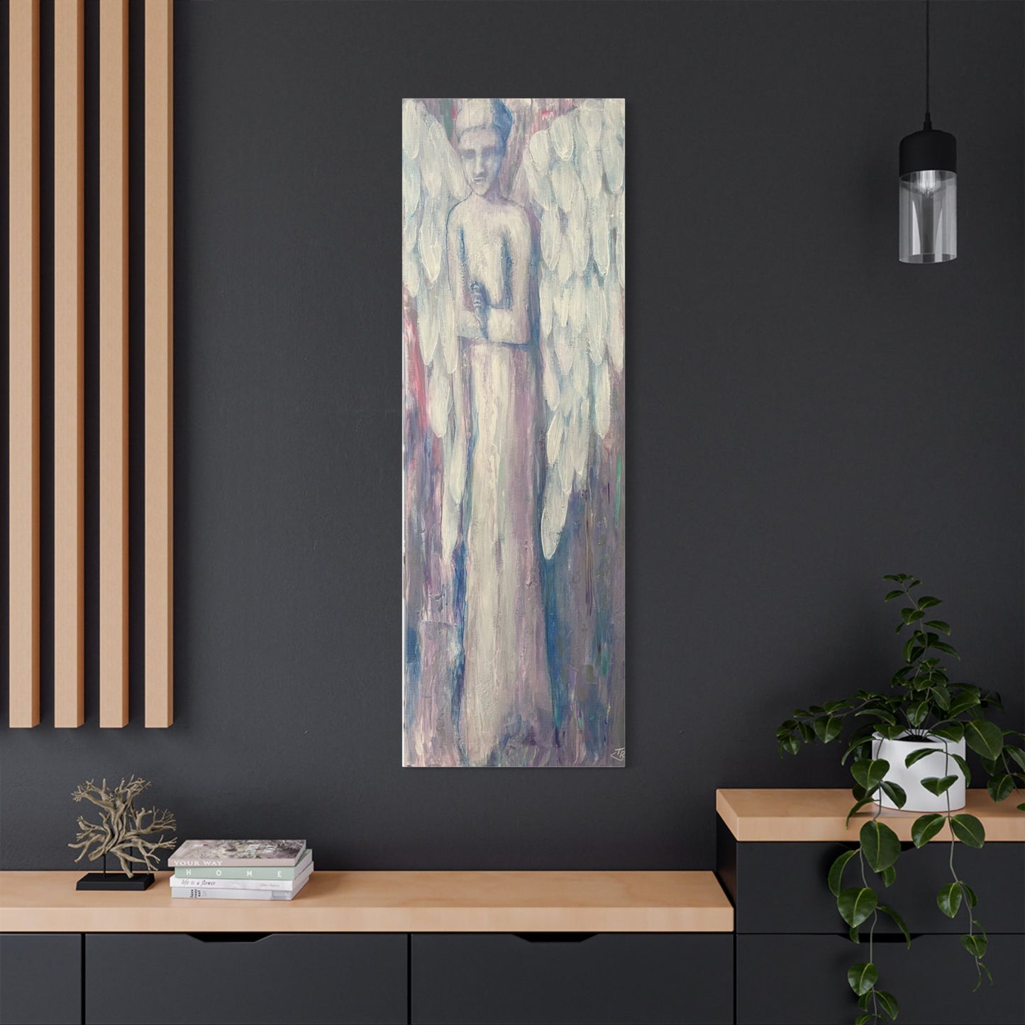 Stretched Canvas Art with Angel Design, Wall Decor, Home Decor, Unique Gift, Spiritual Art, Angel Decor, Ethereal Artwork