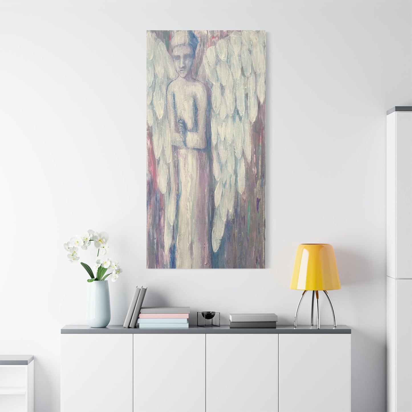 Stretched Canvas Art with Angel Design, Wall Decor, Home Decor, Unique Gift, Spiritual Art, Angel Decor, Ethereal Artwork