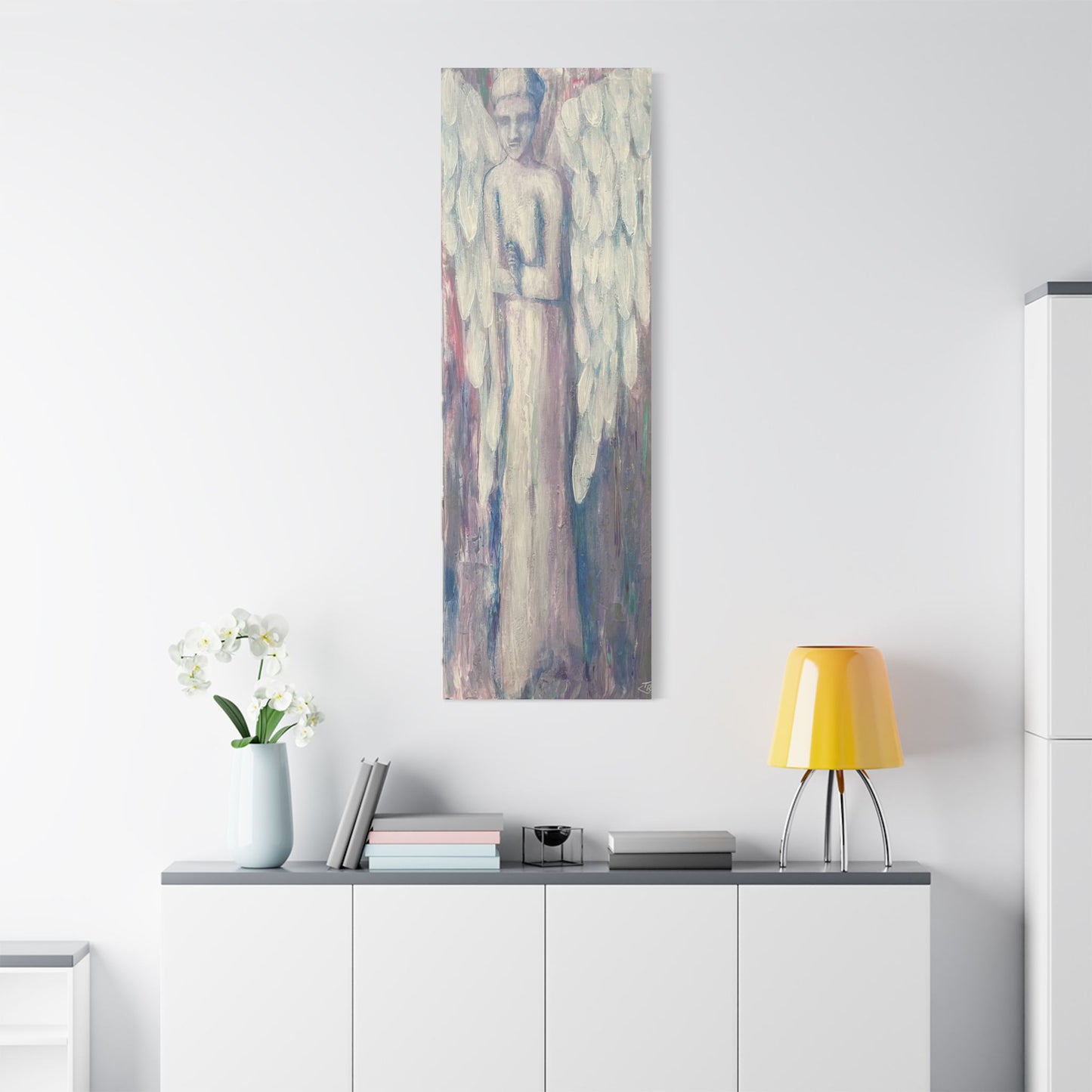Stretched Canvas Art with Angel Design, Wall Decor, Home Decor, Unique Gift, Spiritual Art, Angel Decor, Ethereal Artwork