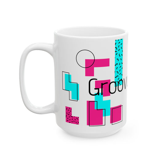 Groovy Mama Ceramic Mug, 11oz, 15oz, mom, pink, blue, abstract, gift for her, present