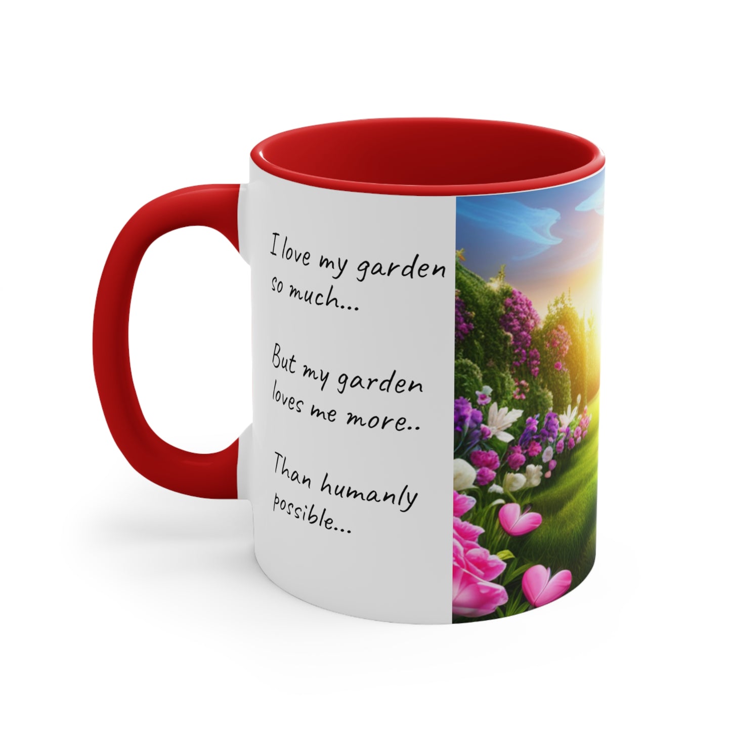 Gardeners Colorful Mug, 11oz, my garden loves me, I love my garden, it heals me, Australia