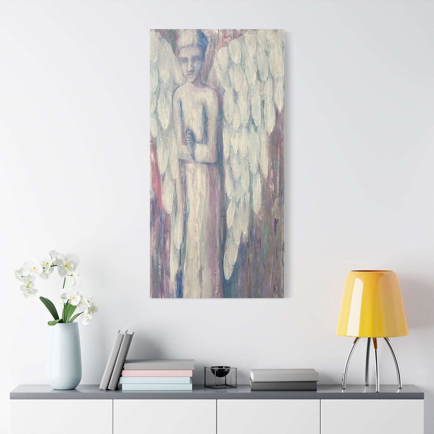 Stretched Canvas Art with Angel Design, Wall Decor, Home Decor, Unique Gift, Spiritual Art, Angel Decor, Ethereal Artwork