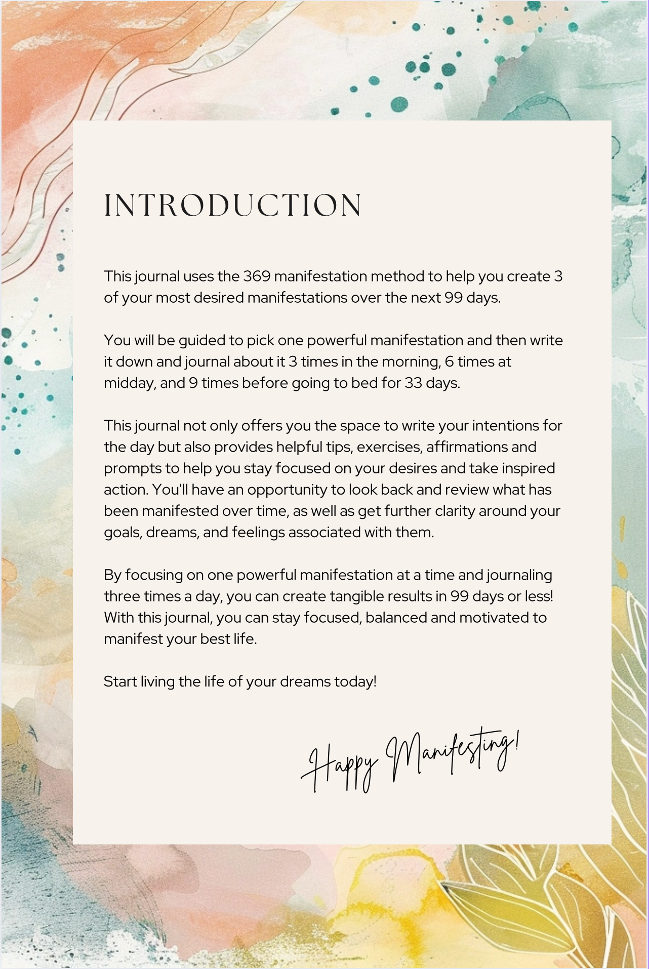 Inner Peace Manifestation Journal- 99 day, Inner Peace affirmations- Paperback, 146 pages