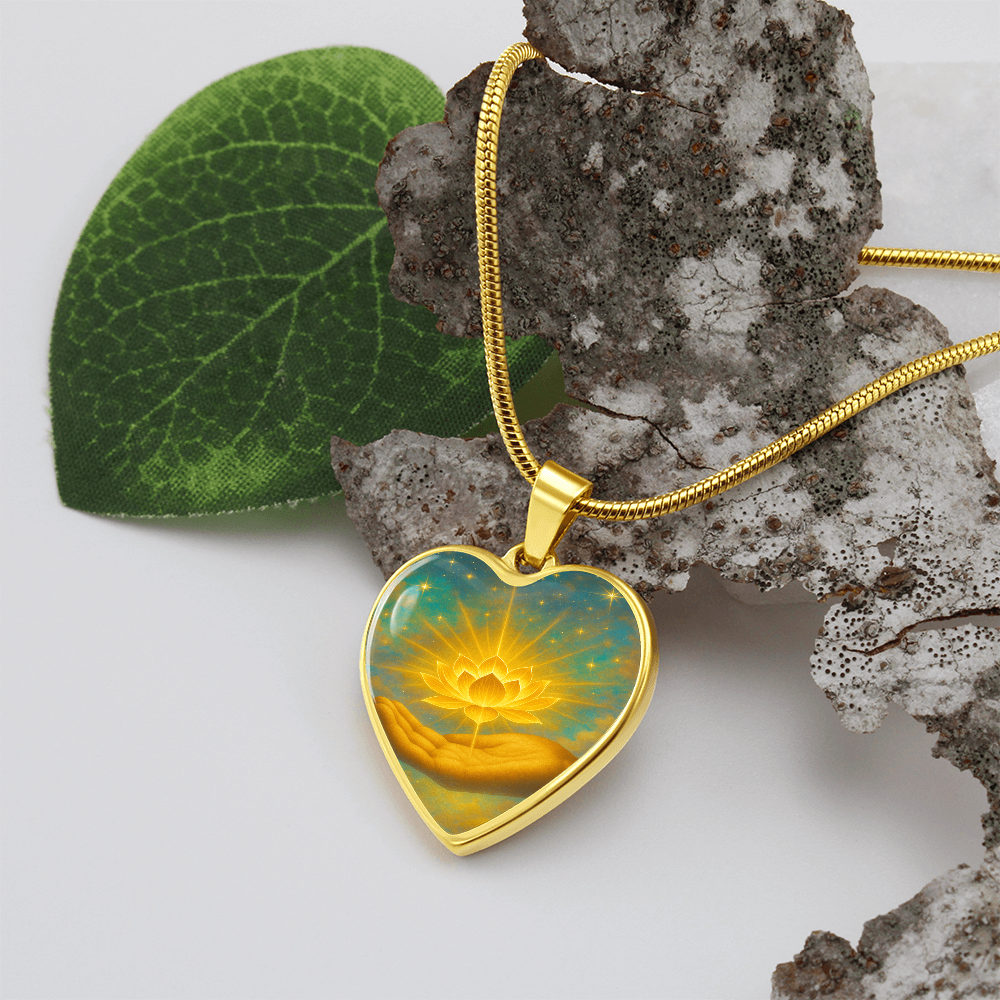 Golden Flower of Divine Conscious Expansion Necklace, engravable, light encoded, prayers answered, angels, related free video