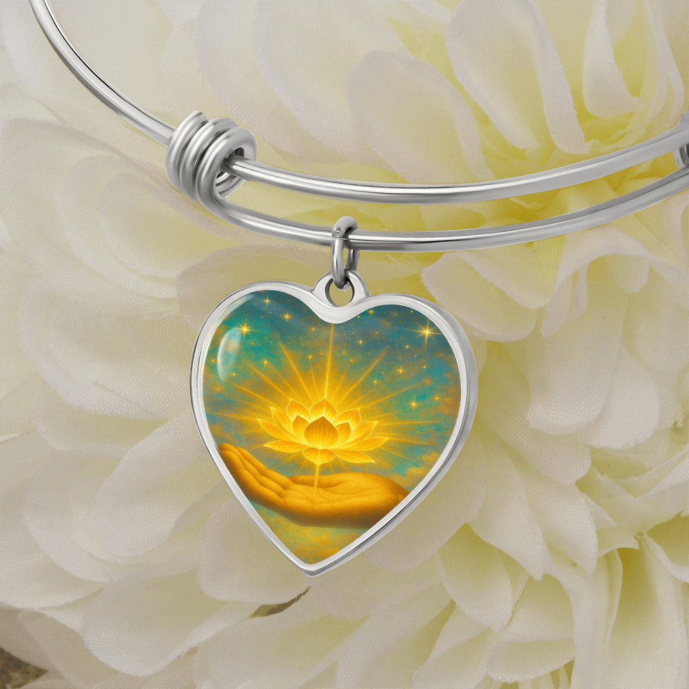 Golden Flower of Divine Conscious Expansion Bracelet, engravable, light encoded, prayers answered, angels,