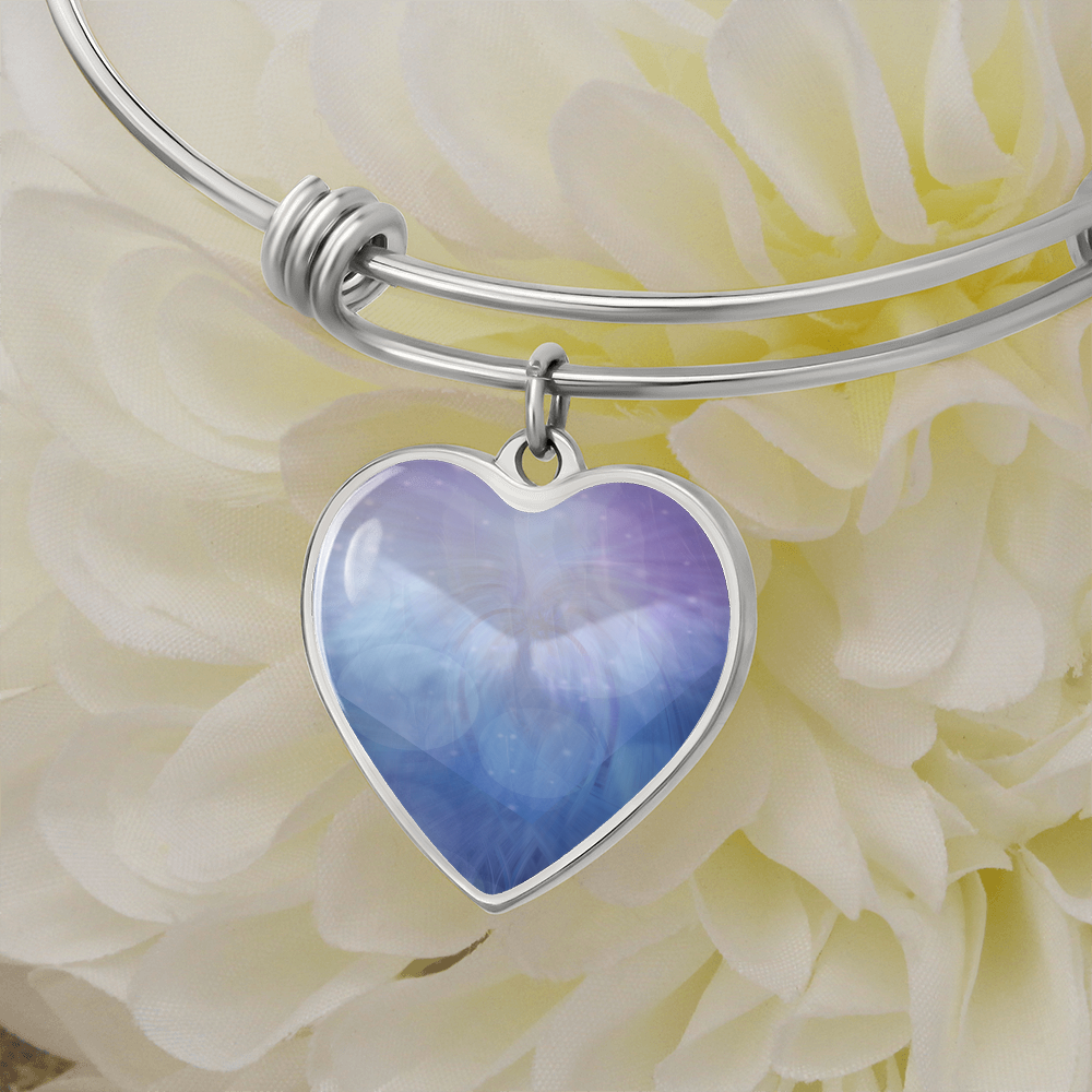 Angel Light Codes Bracelet, Archangel Jophiel, Uplifting Energies of Beauty, heart shaped pendant, engraving option