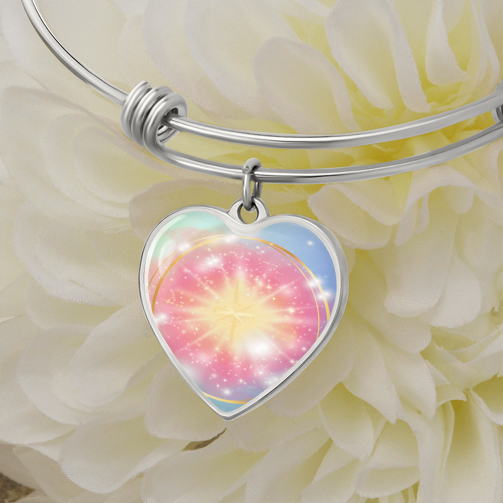 Angel Light Codes Bracelet, Ambriel, Vast Effects of Conscious Positivity, heart shaped pendant, engraving option