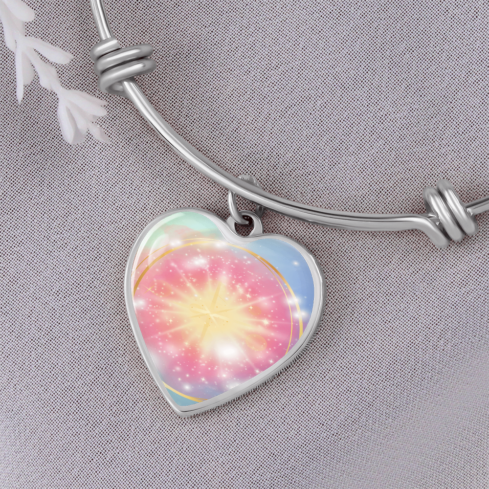 Angel Light Codes Bracelet, Ambriel, Vast Effects of Conscious Positivity, heart shaped pendant, engraving option
