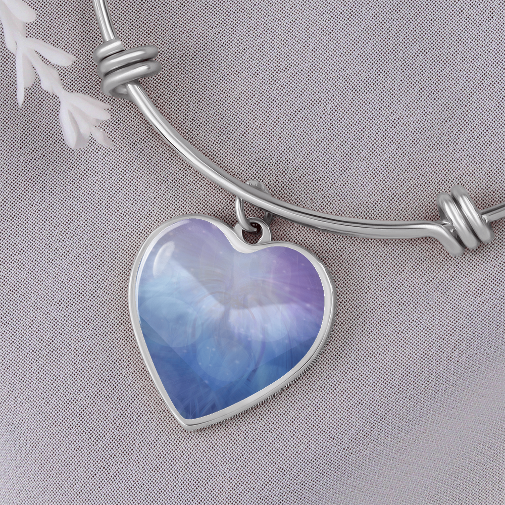 Angel Light Codes Bracelet, Archangel Jophiel, Uplifting Energies of Beauty, heart shaped pendant, engraving option