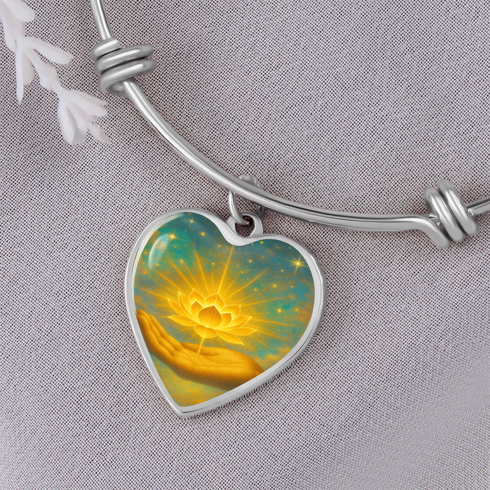 Golden Flower of Divine Conscious Expansion Bracelet, engravable, light encoded, prayers answered, angels,