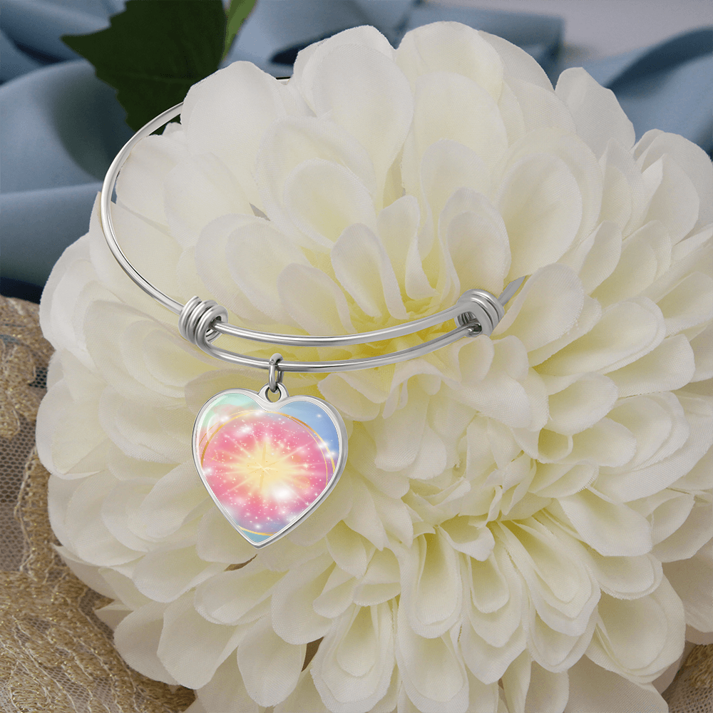 Angel Light Codes Bracelet, Ambriel, Vast Effects of Conscious Positivity, heart shaped pendant, engraving option