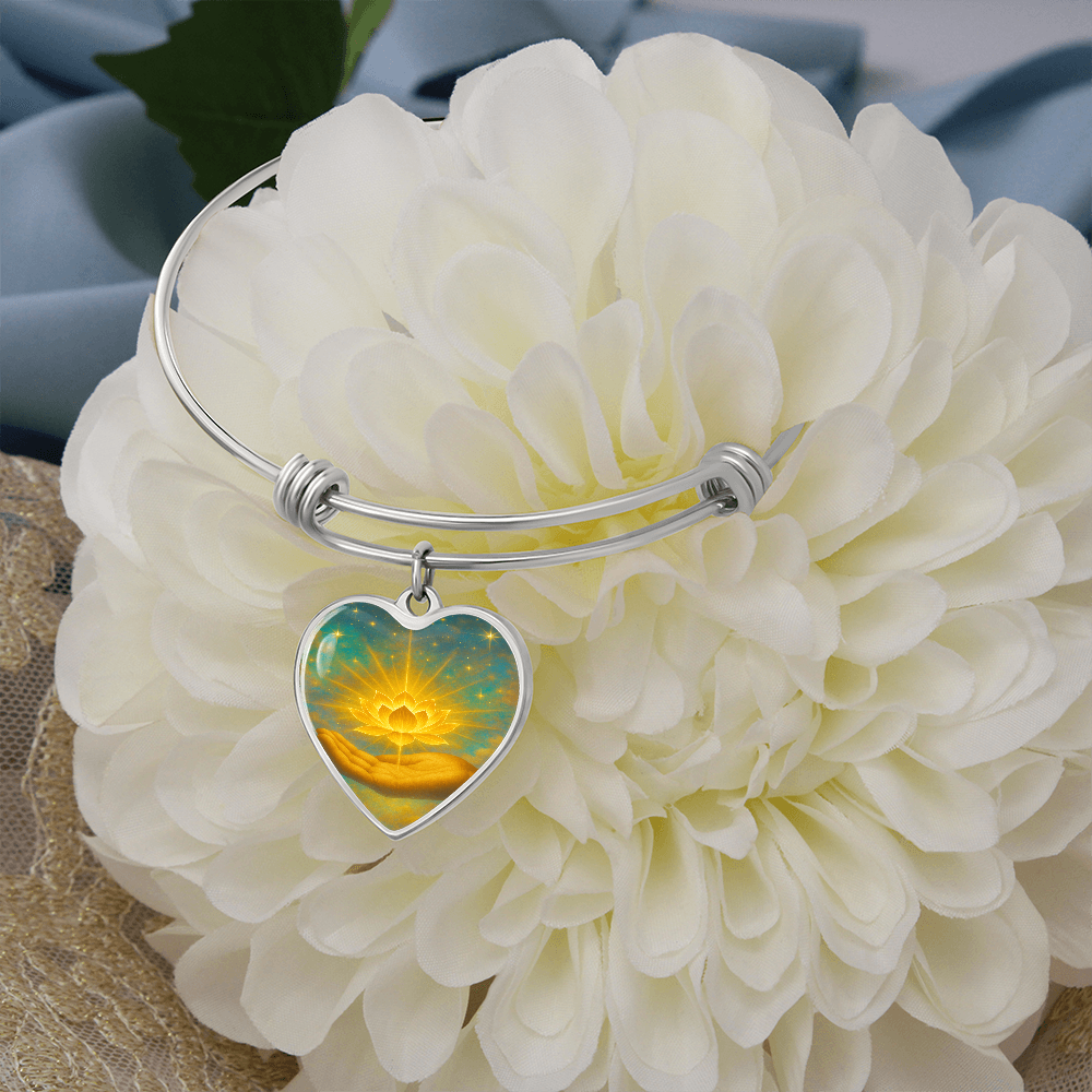Golden Flower of Divine Conscious Expansion Bracelet, engravable, light encoded, prayers answered, angels,