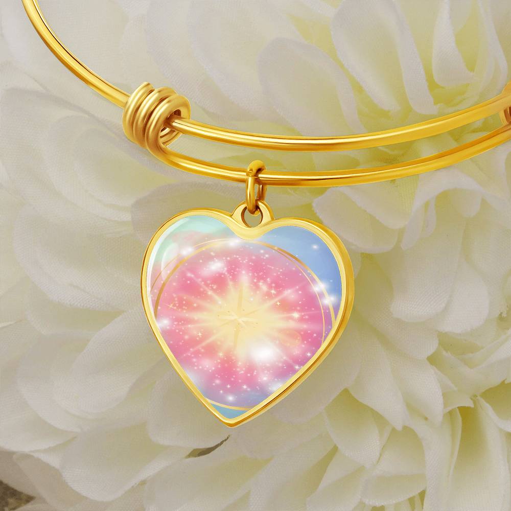 Angel Light Codes Bracelet, Ambriel, Vast Effects of Conscious Positivity, heart shaped pendant, engraving option