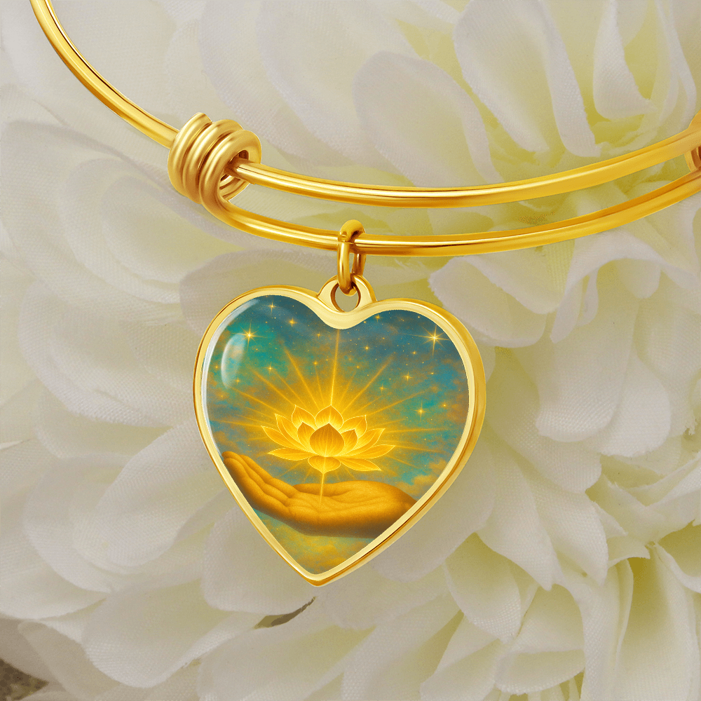 Golden Flower of Divine Conscious Expansion Bracelet, engravable, light encoded, prayers answered, angels,