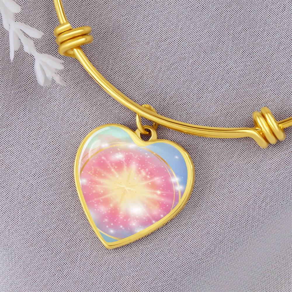 Angel Light Codes Bracelet, Ambriel, Vast Effects of Conscious Positivity, heart shaped pendant, engraving option