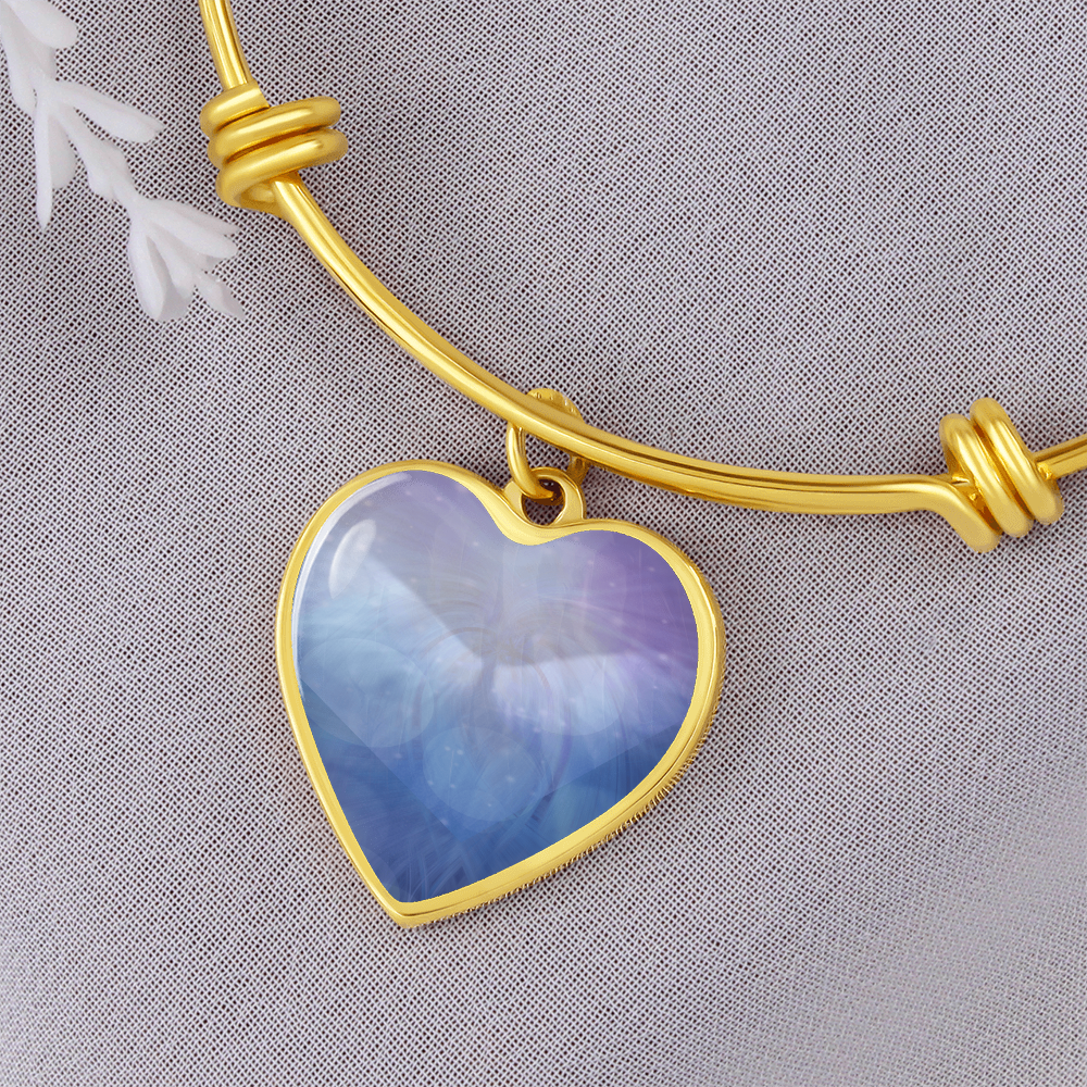 Angel Light Codes Bracelet, Archangel Jophiel, Uplifting Energies of Beauty, heart shaped pendant, engraving option