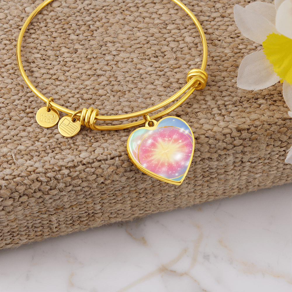 Angel Light Codes Bracelet, Ambriel, Vast Effects of Conscious Positivity, heart shaped pendant, engraving option