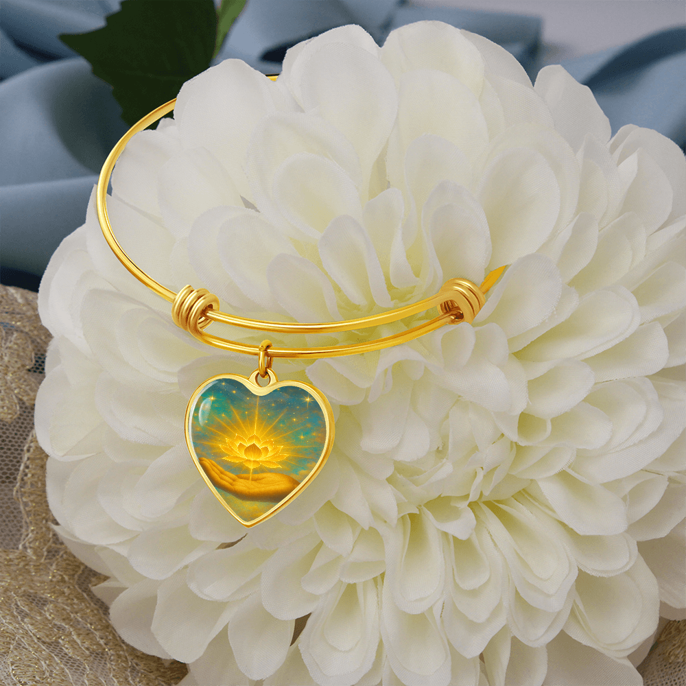 Golden Flower of Divine Conscious Expansion Bracelet, engravable, light encoded, prayers answered, angels,