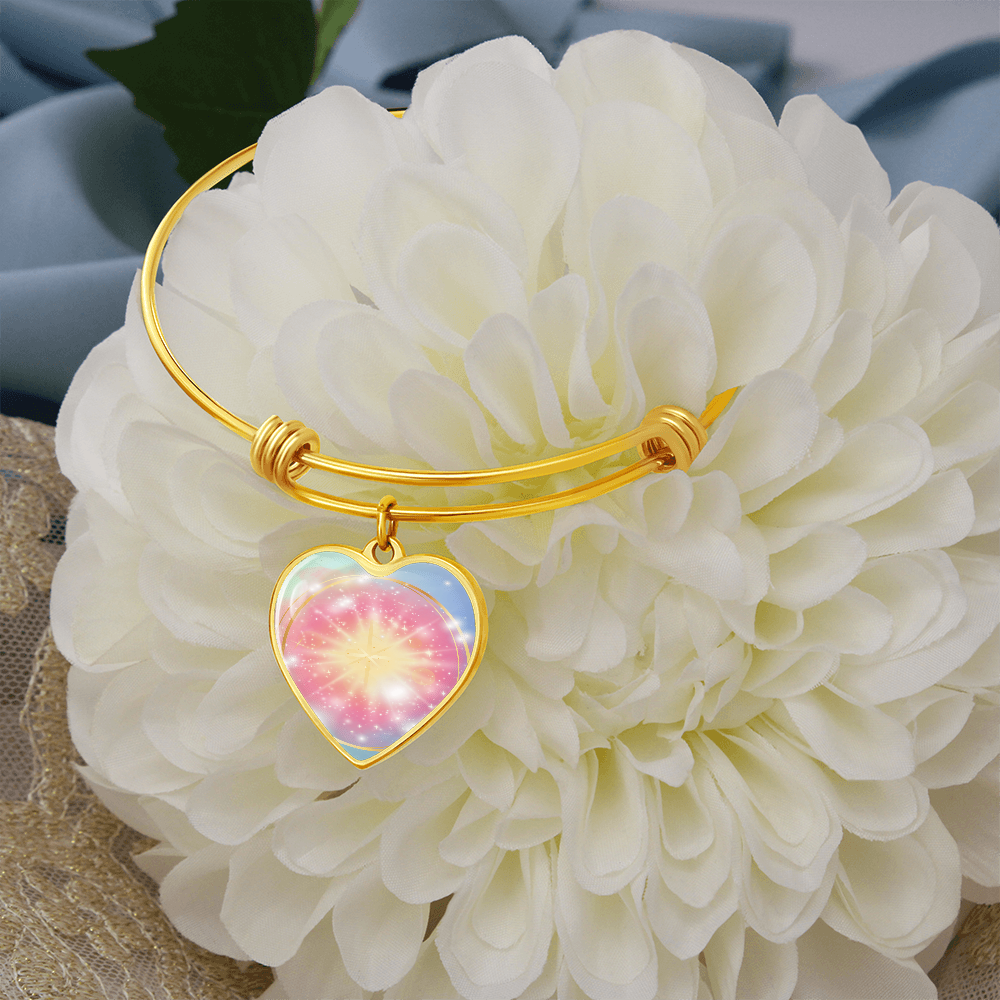 Angel Light Codes Bracelet, Ambriel, Vast Effects of Conscious Positivity, heart shaped pendant, engraving option