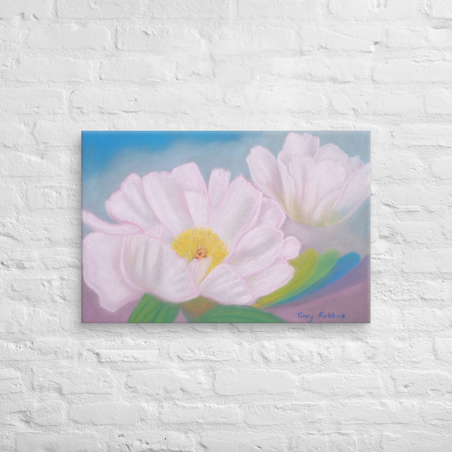 Light Encoded Canvas, White Peony Flowers, mother and daughter, alchemical art, energised, multiple sizes
