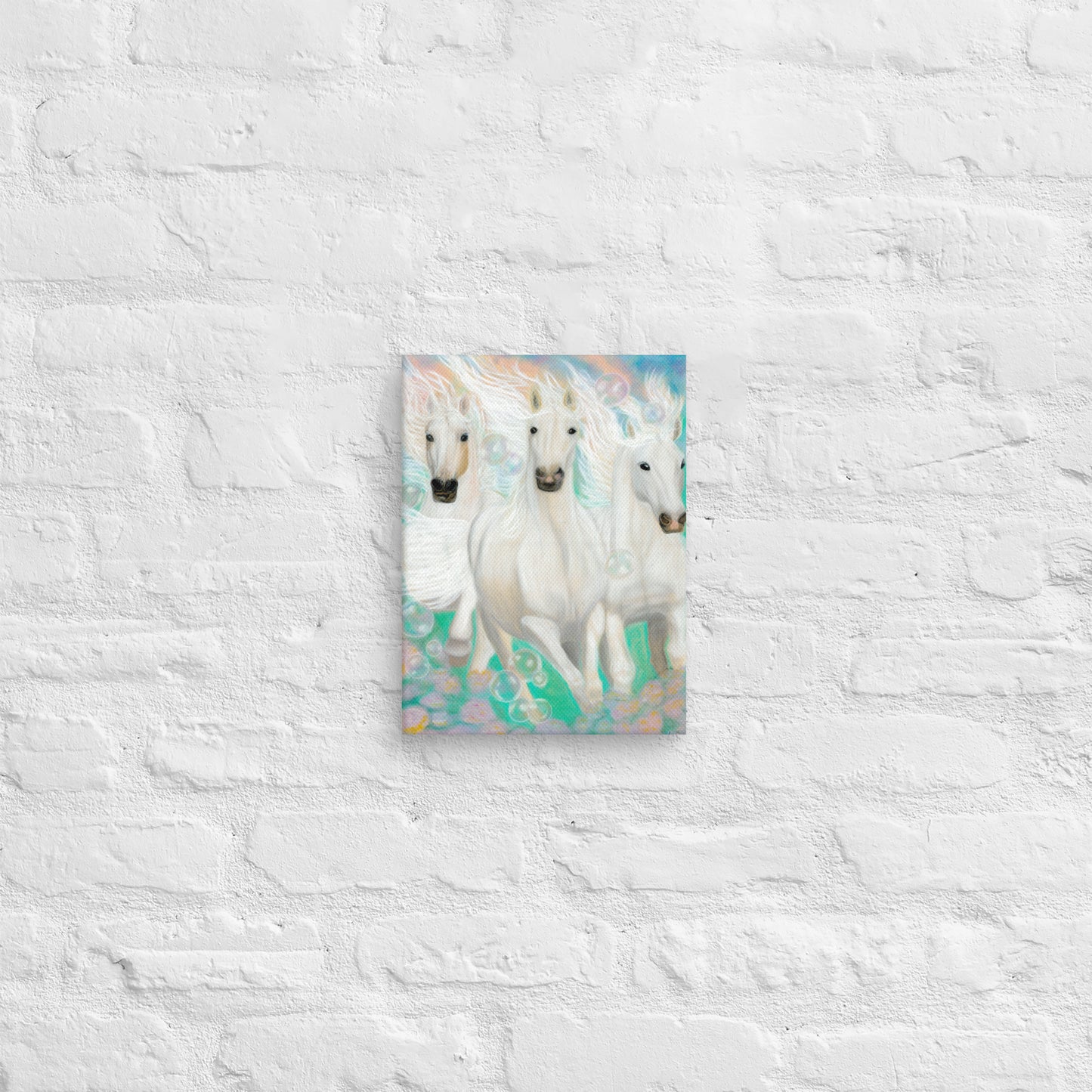 Light Encoded Canvas Print, Grace- 3 white horses, power, strength, divine guidance, confidence