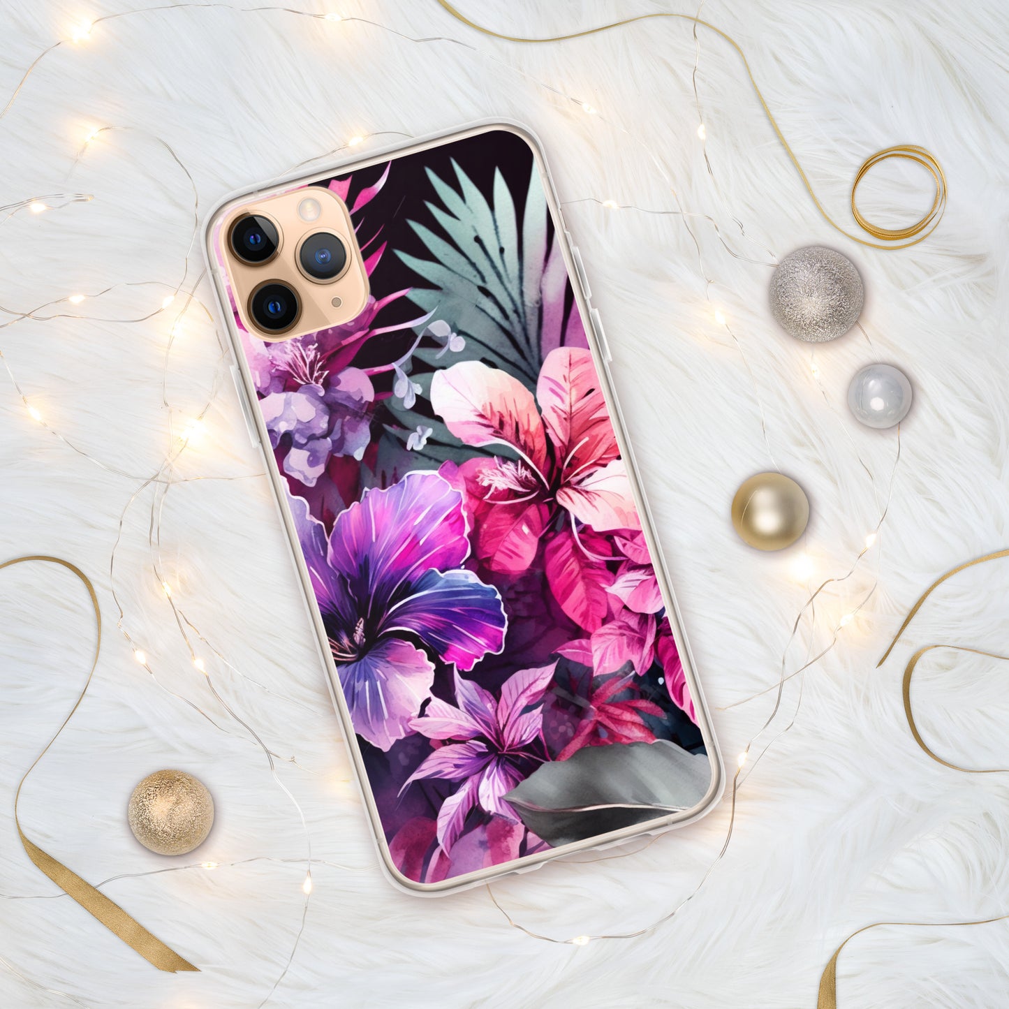 Clear Case for iPhone®, bright, colorful hibiscus flower design, floral, many sizes