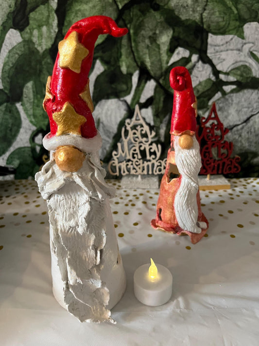 Christmas gonk tea light holder (pearl White)