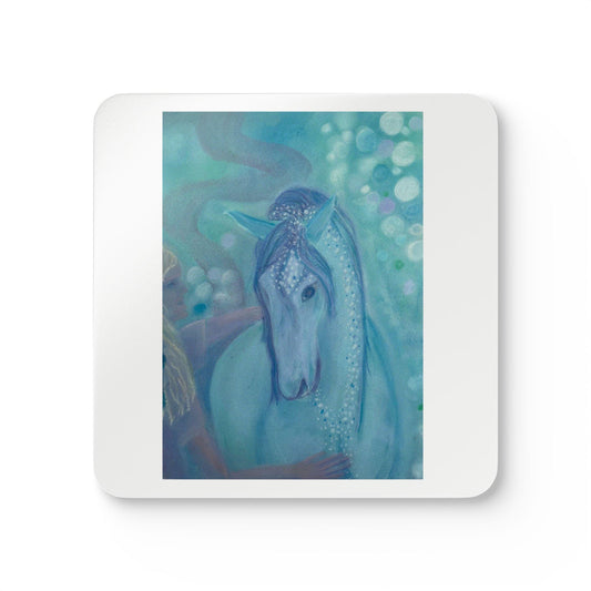 Coaster Set, Spiritual Horse Healing Coasters with Bubbles and Waves of Light, Drink Coasters, Table Coasters, Home Decor, Kitchen