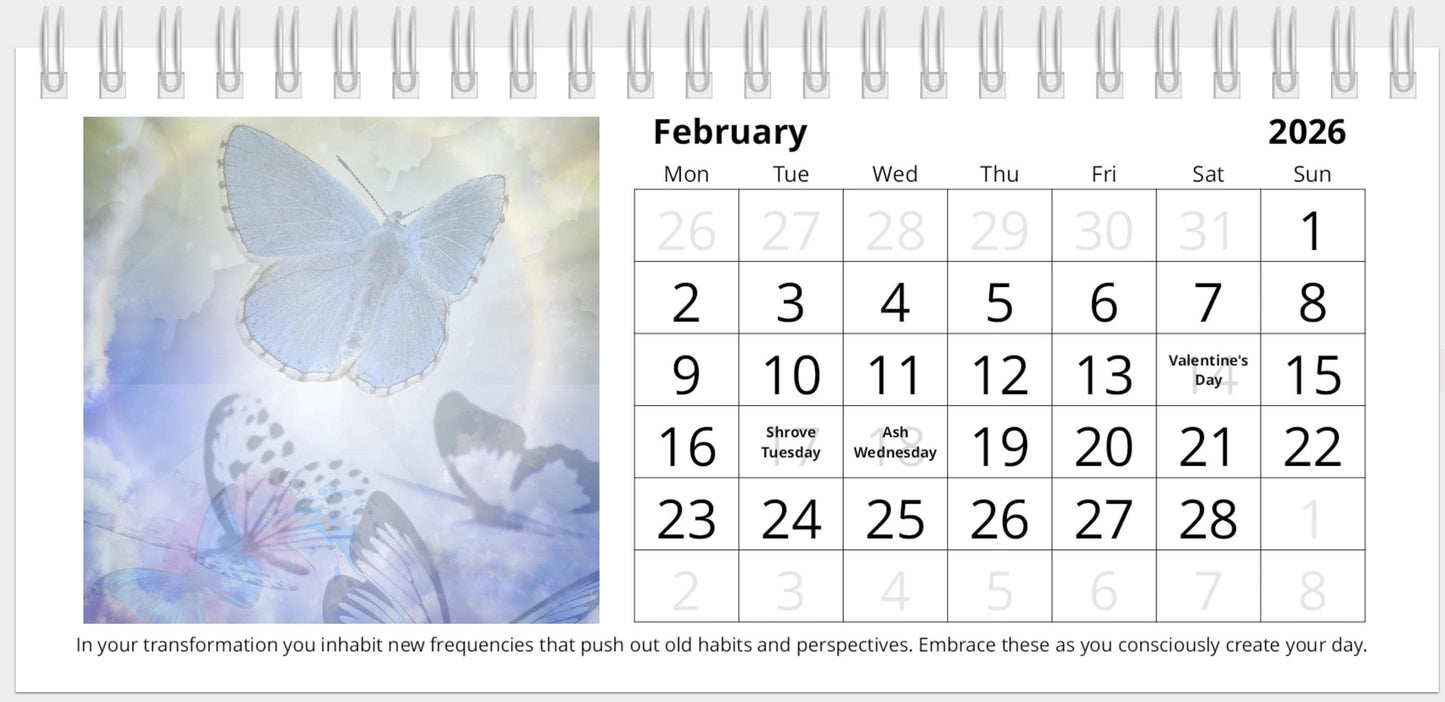 High Vibrational 2026 Angel Light Code Desk Calendar, Light Encoded, with messages from the angels