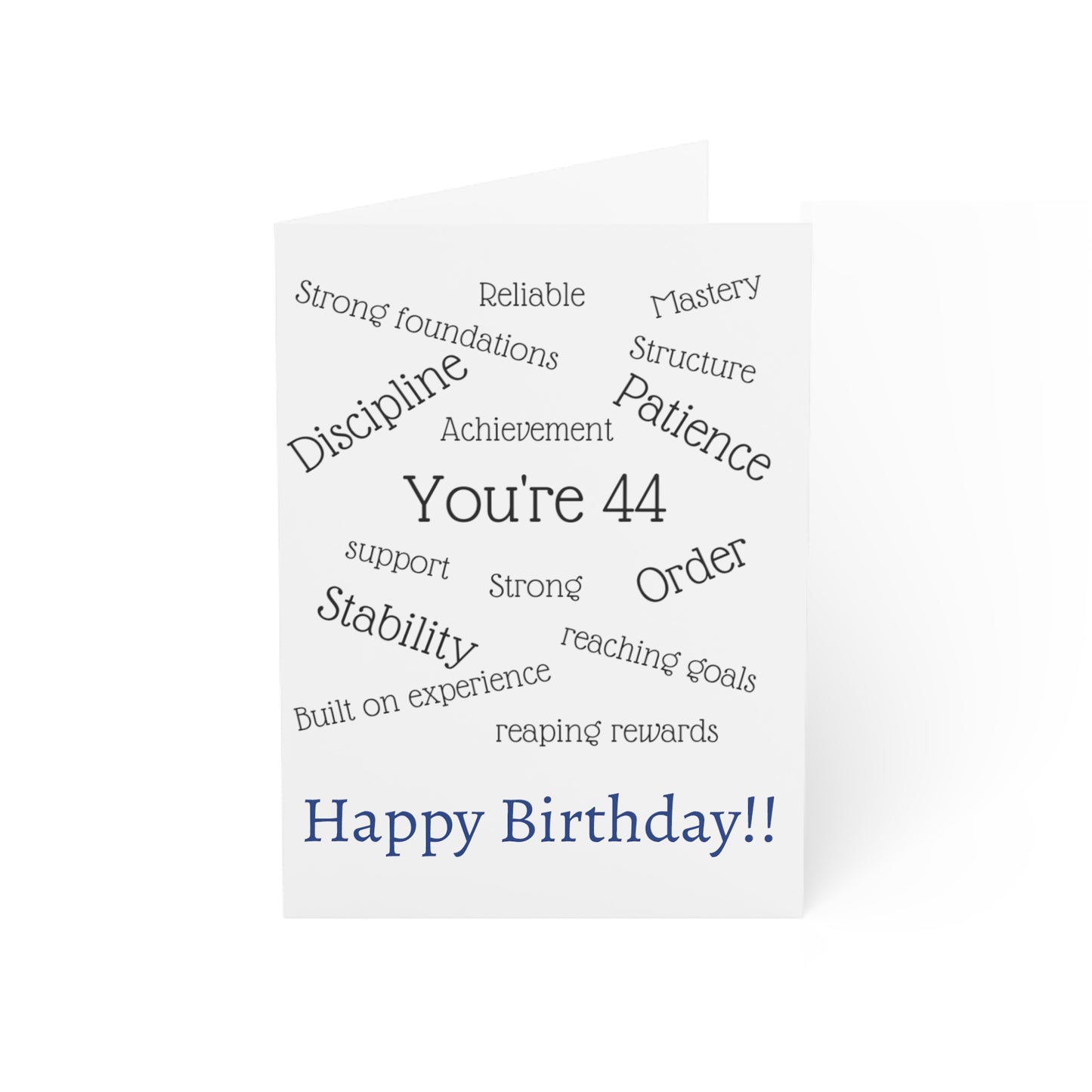 Birthday Card (1, 10, 30, and 50pcs) , 44th birthday, numerological meaning of your year to come, age birthday, gift for him or her