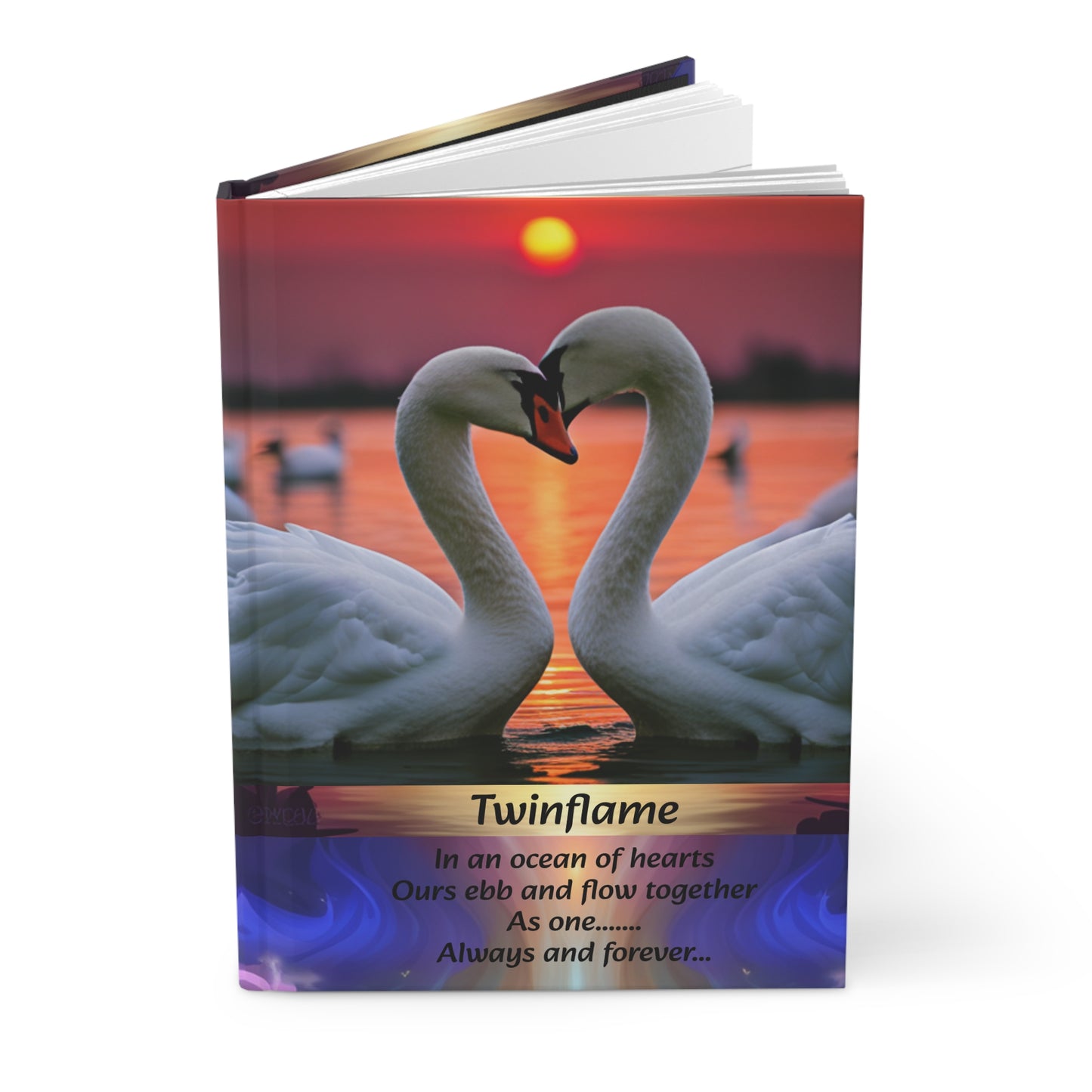 Hardcover Journal Matte Twinflame Journal, In an ocean of hearts, ours ebb and flow together as one, always and forever, gift for lovers,