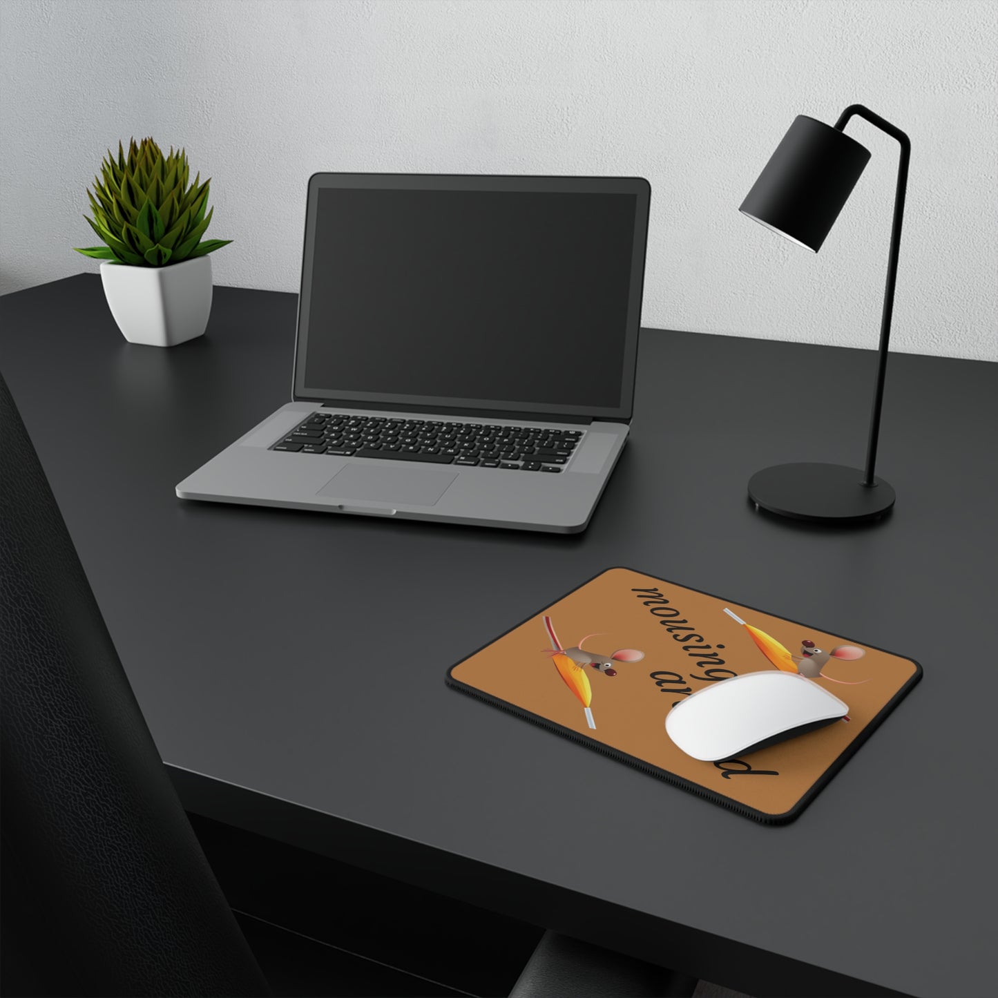 Mousing around Non-Slip Mouse Pad, Uk, Us, Aus, mouse, brown, yellow, unisex, home, office, gaming