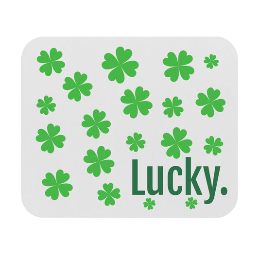 Lucky Mouse Pad, rectangle, clover, green, white, unisex, gift for everyone, home, office, work, USA, computer, tech