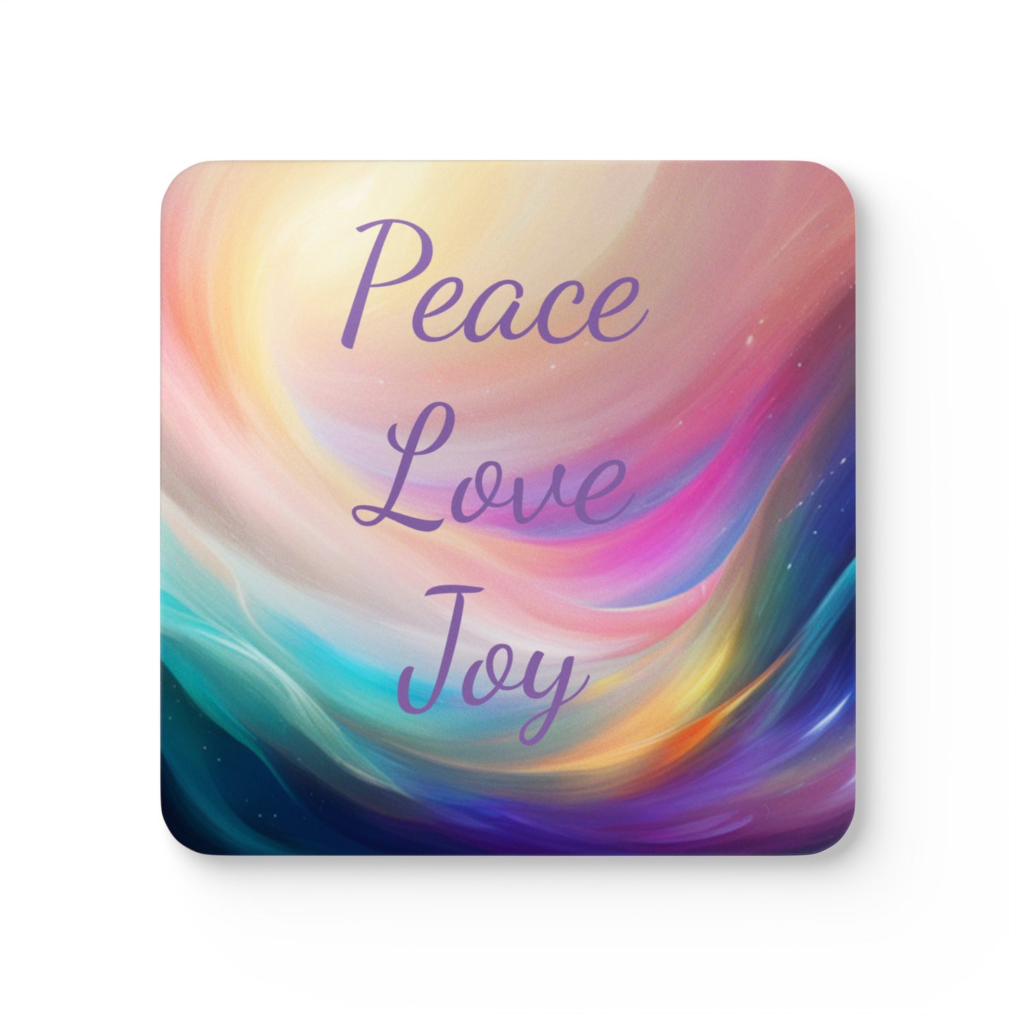 Peace, Love, Joy, Corkwood Coasters, Set of 4, Aus, UK, USA, remind yourself of your intentions as you sip your drinks, gift for everyone