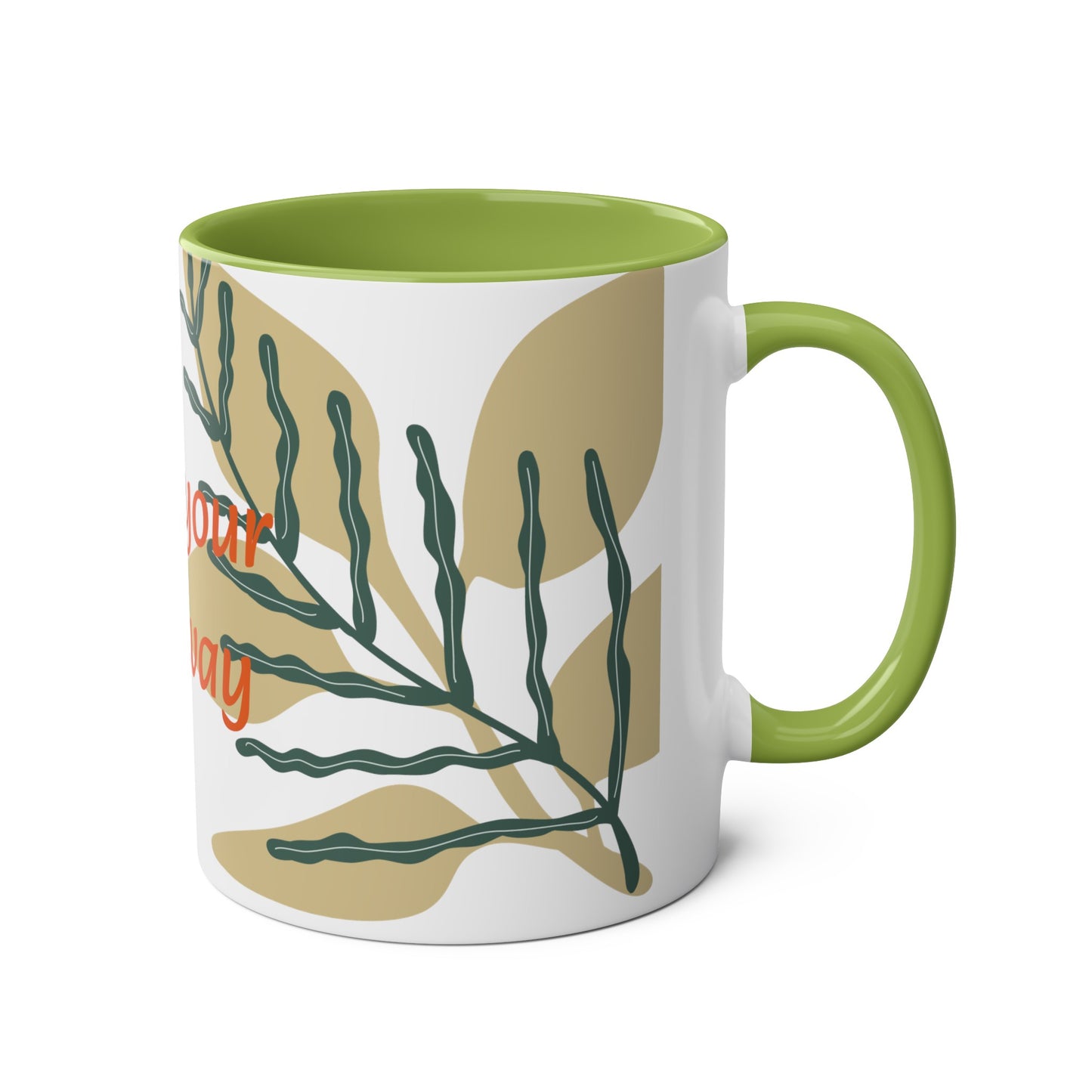 Grow your own way Two-Tone Coffee Mugs, 11oz, Uk, pink, yellow, green, blue, black, plant, grow, leaf, unisex, him, her, gift, present