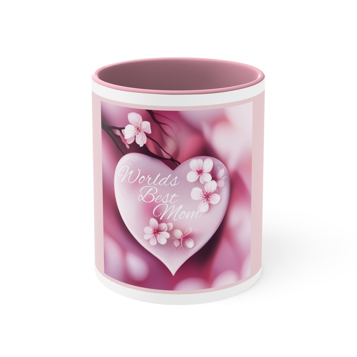 Worlds best Mom coffee mug, 11oz, blossom, heart, gift, present, loving, styles