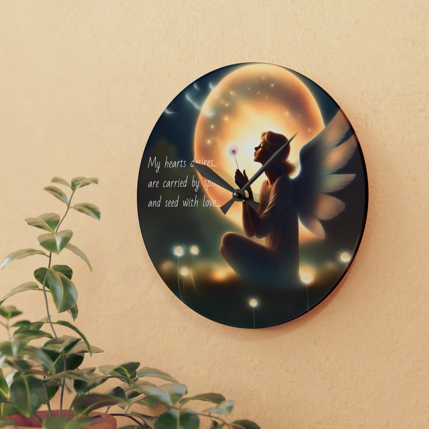 Acrylic Wall Clock, dreams come true clock, various sizes, square or round, Dark blue and white, affirmations