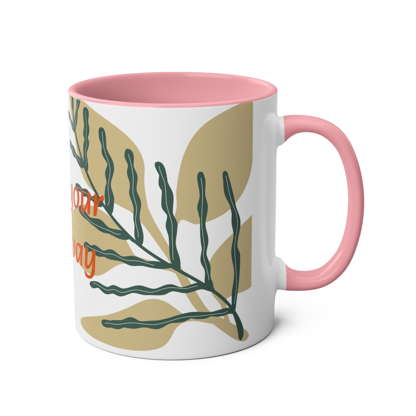 Grow your own way Two-Tone Coffee Mugs, 11oz, Uk, pink, yellow, green, blue, black, plant, grow, leaf, unisex, him, her, gift, present