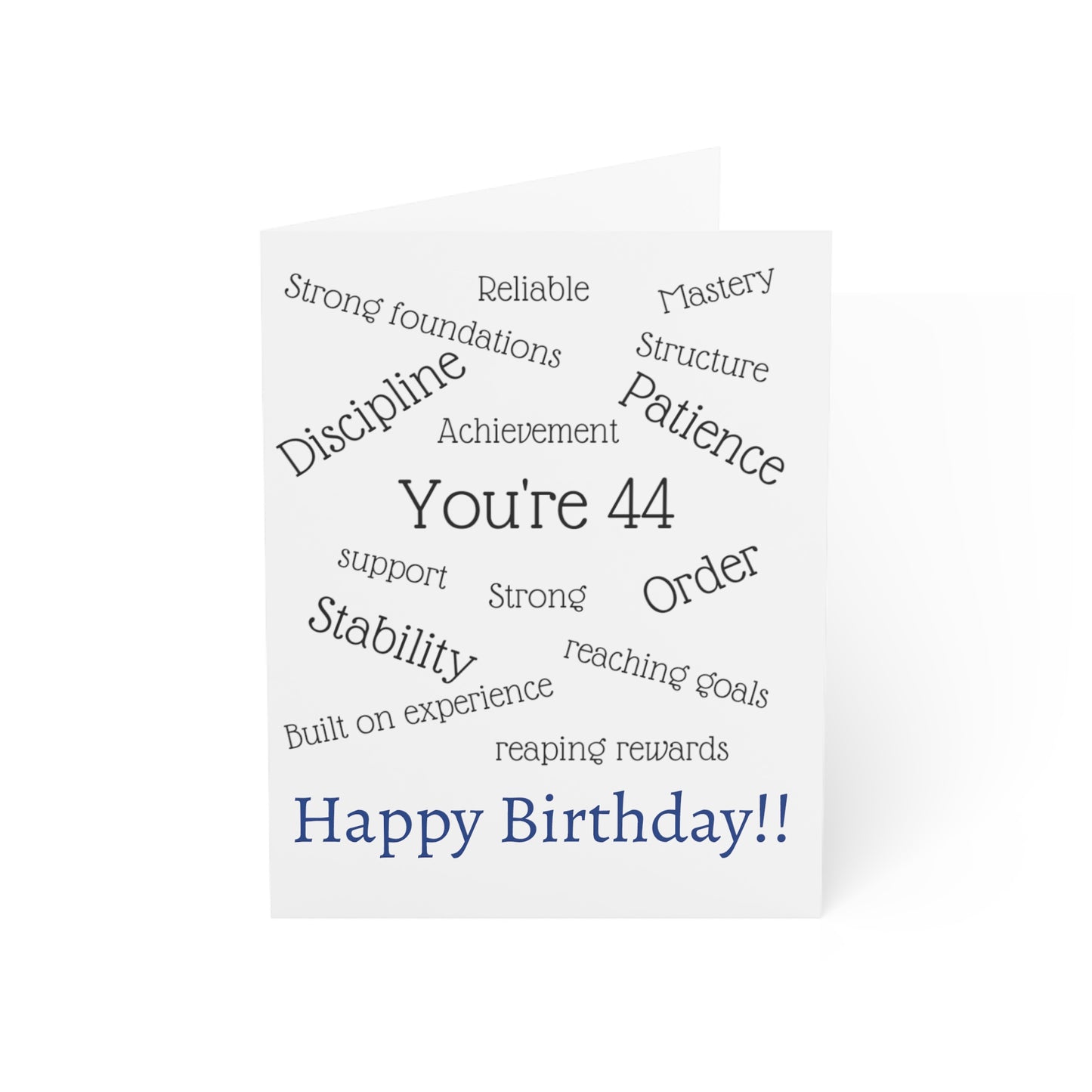 Birthday Card (1, 10, 30, and 50pcs) , 44th birthday, numerological meaning of your year to come, age birthday, gift for him or her