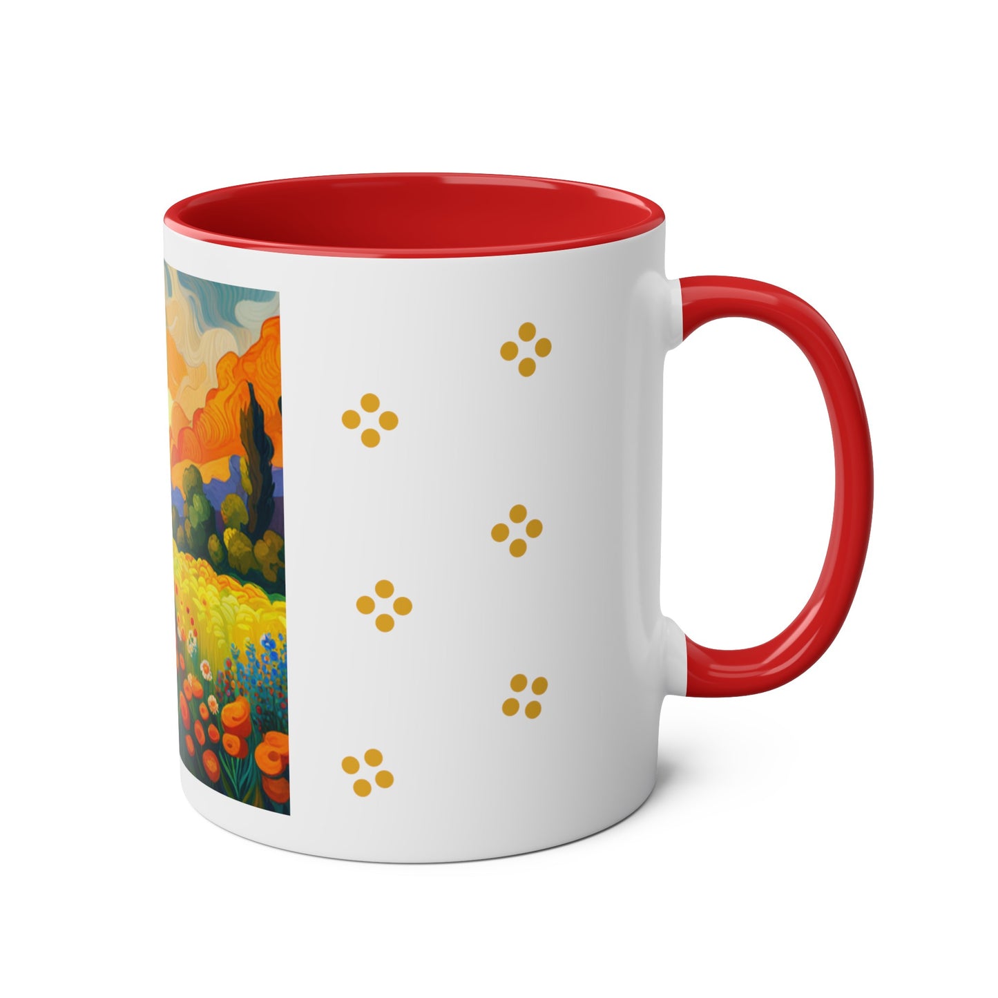 Drink up buttercup Two-Tone Coffee Mugs, 11oz, choice of 3 colours, refreshing, flowers, tea, hot drink, unisex, UK