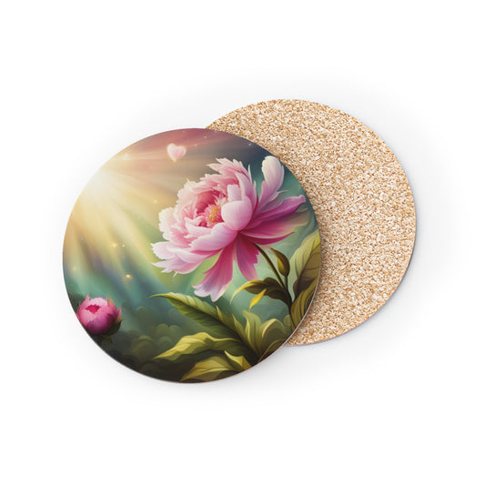 Peony flower Coasters, single or set of 4, round, Shipped form Australia/NZ