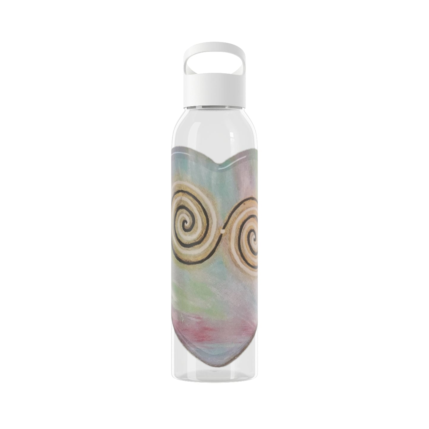 Activated twinflame unity Water Bottle, alchemical art double spiral geometry energises tthe contents of the bottle, divine masculine and feminine unity and balance