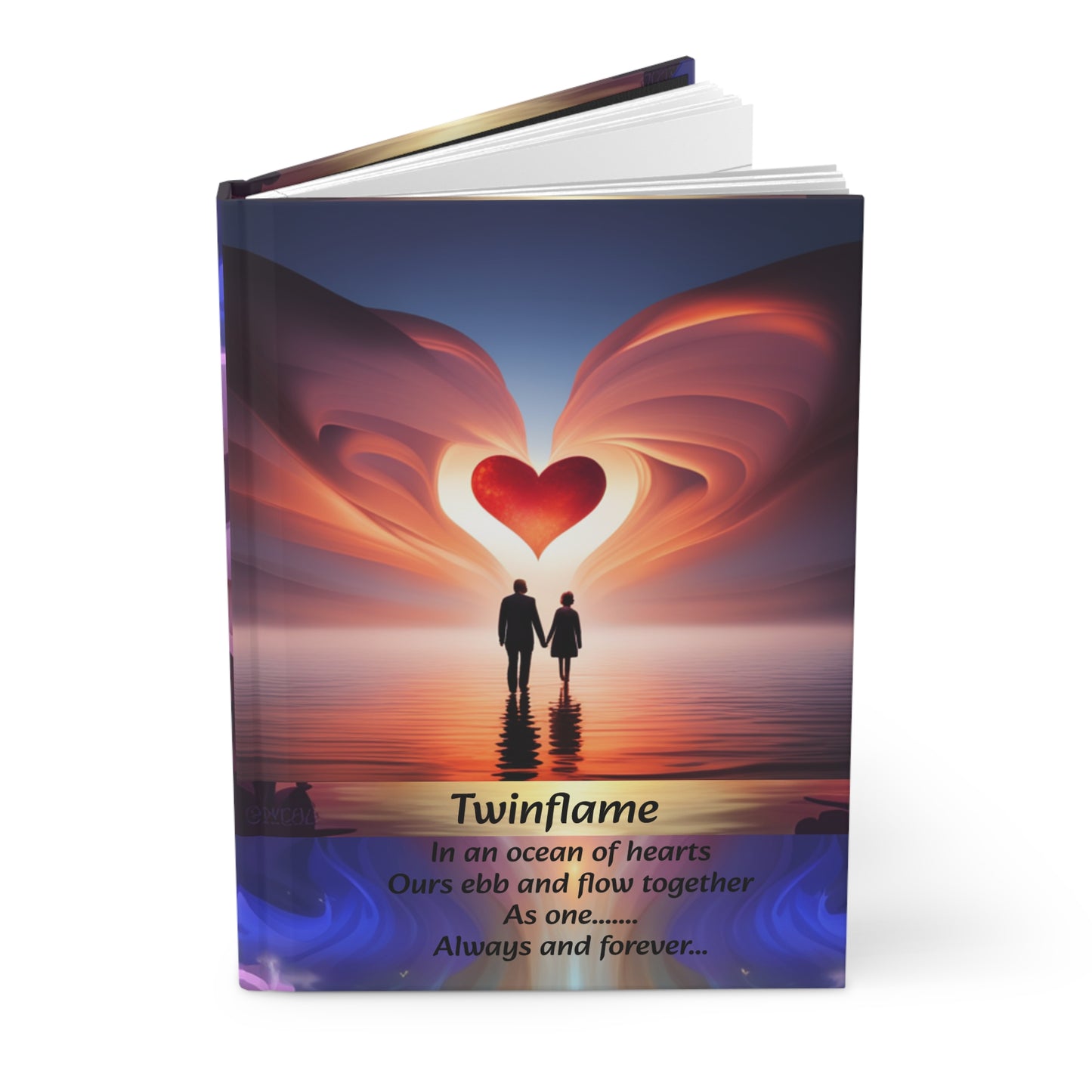 Hardcover Journal Hearts Twinflame Journal, In an ocean of hearts, ours ebb and flow together as one, always and forever, gift for lovers,