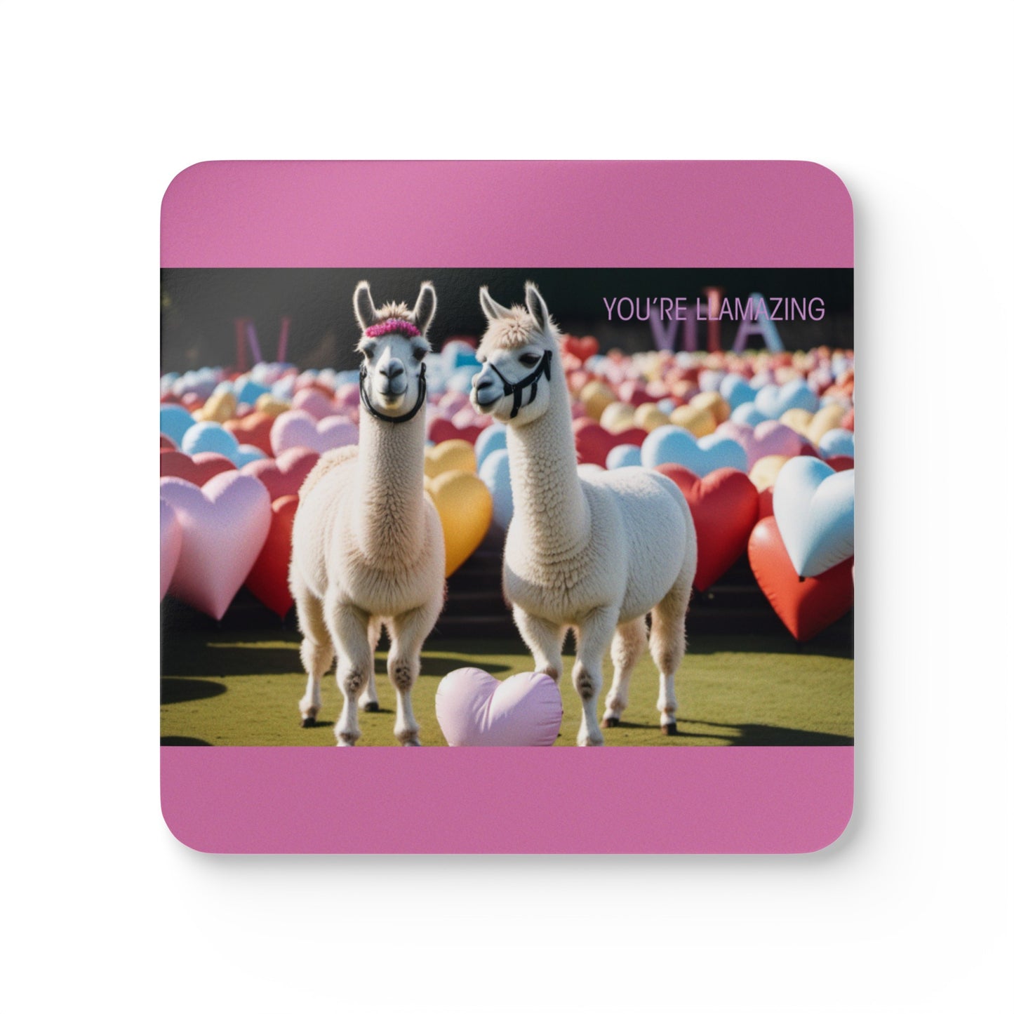 Llama Corkwood Pink Coaster Set, Llama lovers, Llamazing, pink, gift for her, shop for you, Uk, Us, Aus, cute