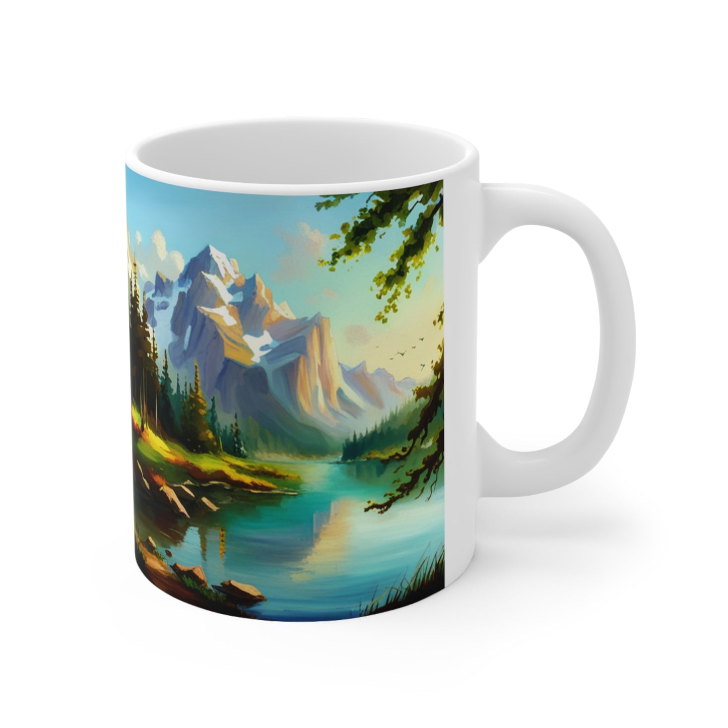 Life is a journey not a destination, White Ceramic Mug, 11oz, UK, US, AUS, coffee, green, blue, unisex, gift for everyone, him, her