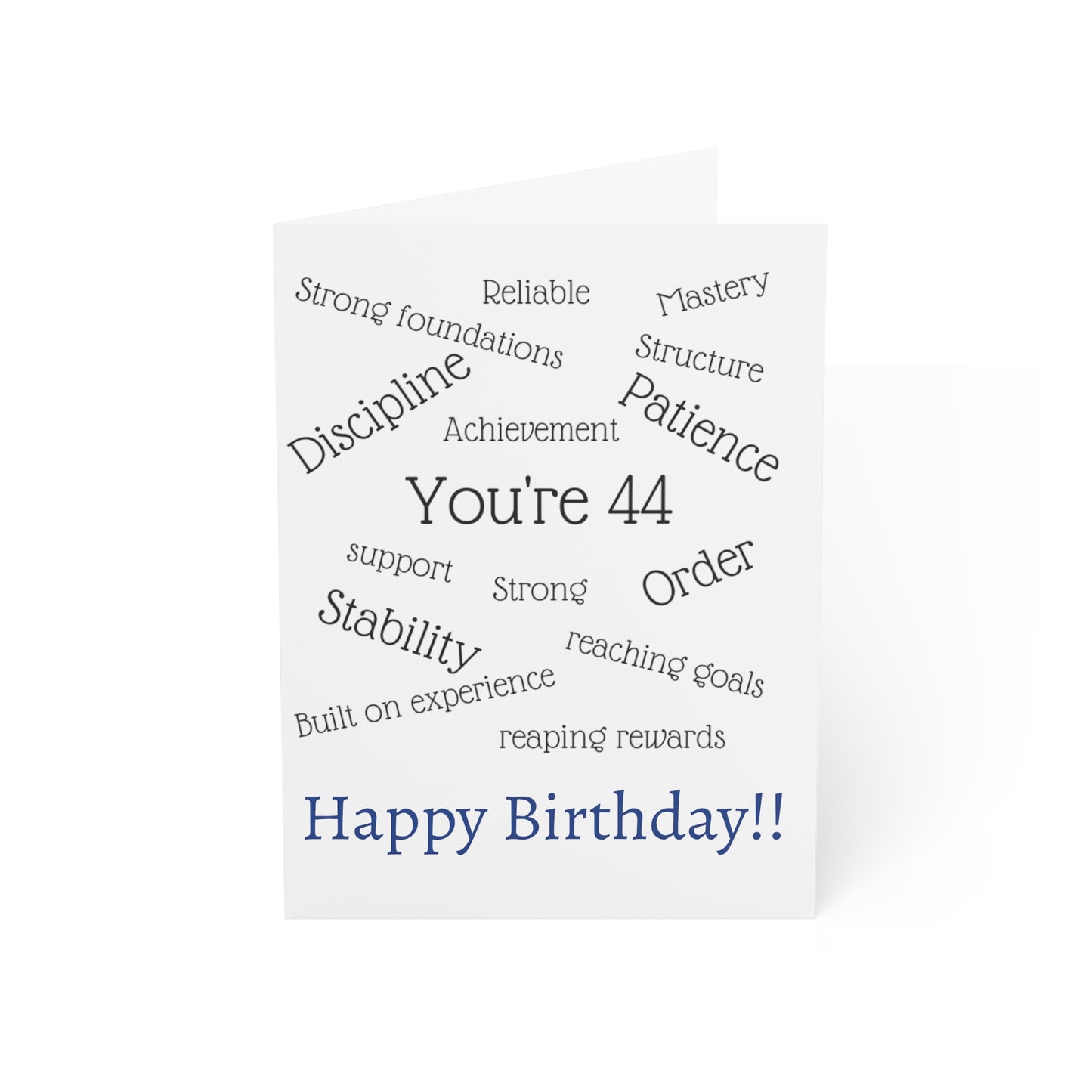 Birthday Card (1, 10, 30, and 50pcs) , 44th birthday, numerological meaning of your year to come, age birthday, gift for him or her