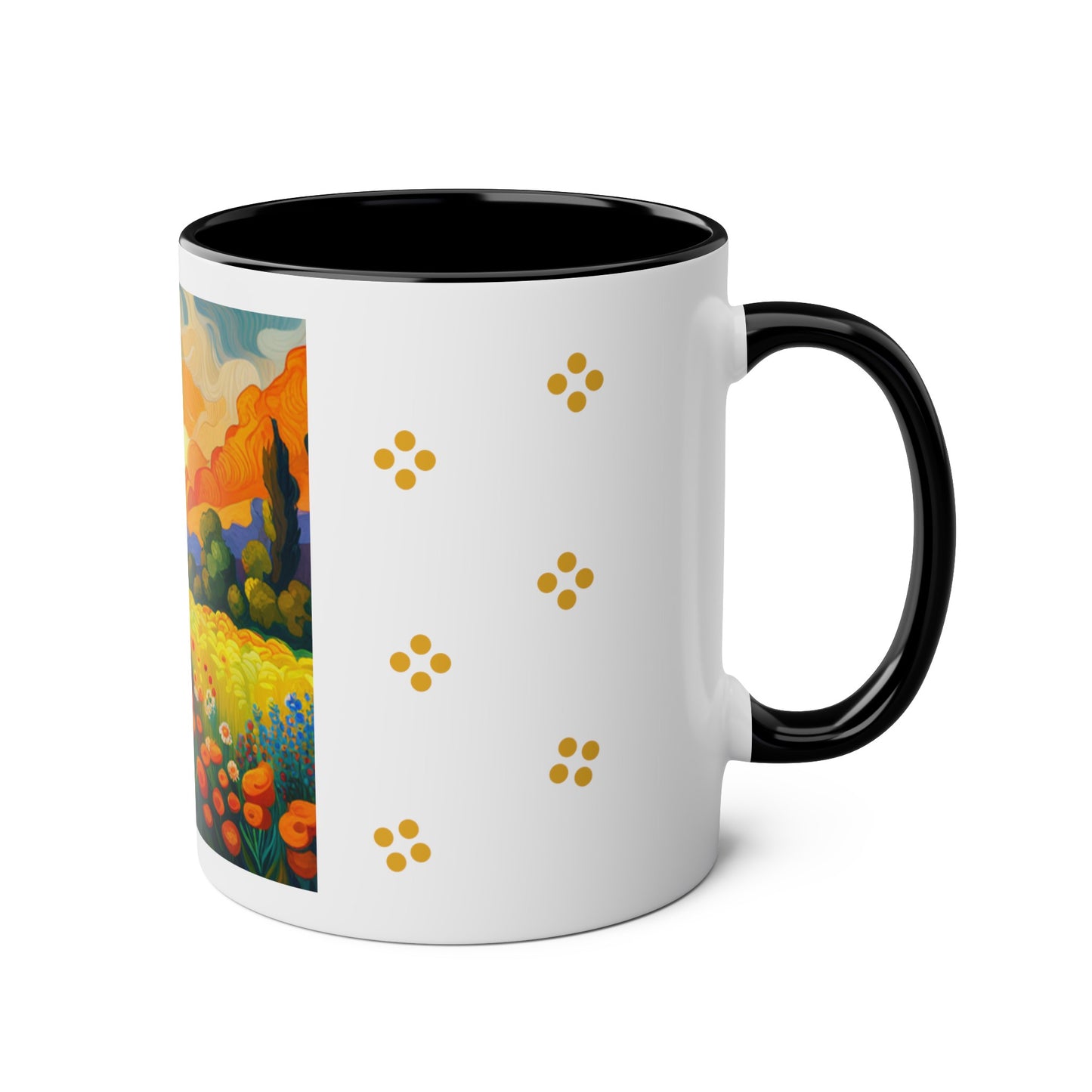 Drink up buttercup Two-Tone Coffee Mugs, 11oz, choice of 3 colours, refreshing, flowers, tea, hot drink, unisex, UK