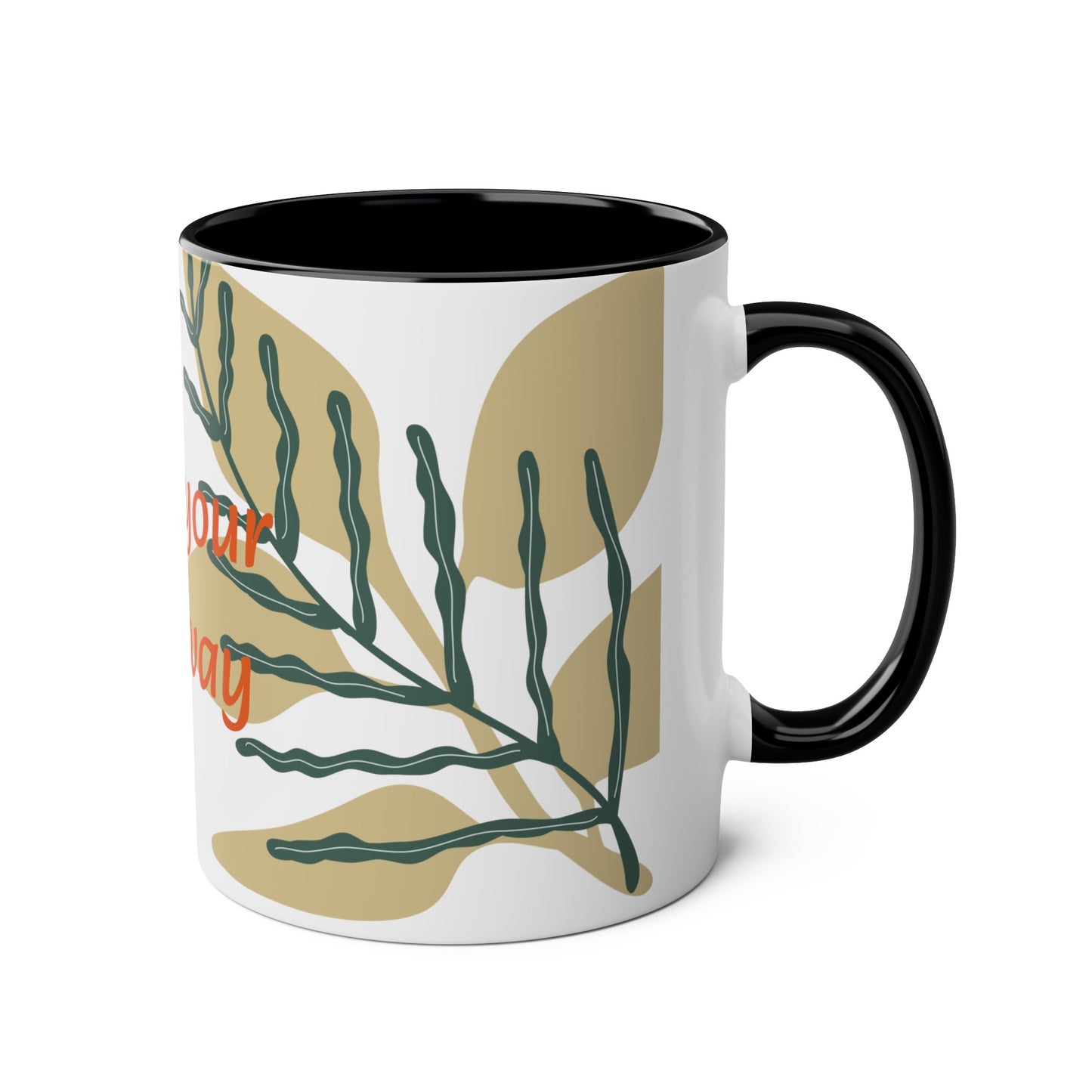 Grow your own way Two-Tone Coffee Mugs, 11oz, Uk, pink, yellow, green, blue, black, plant, grow, leaf, unisex, him, her, gift, present