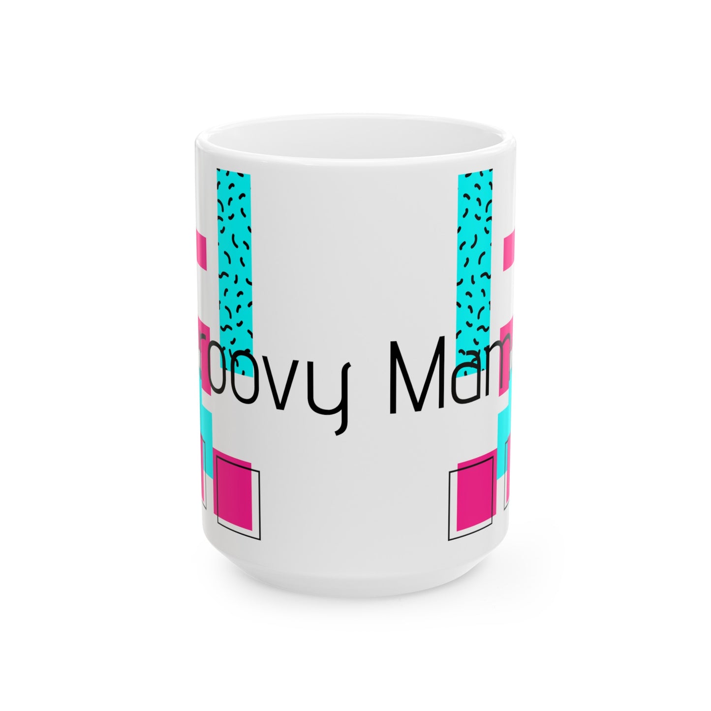 Groovy Mama Ceramic Mug, 11oz, 15oz, mom, pink, blue, abstract, gift for her, present